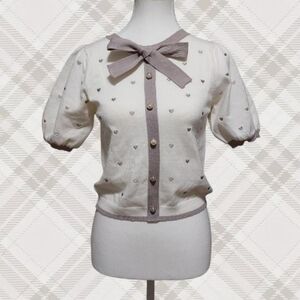 Evelyn Short Sleeve Heart Knit